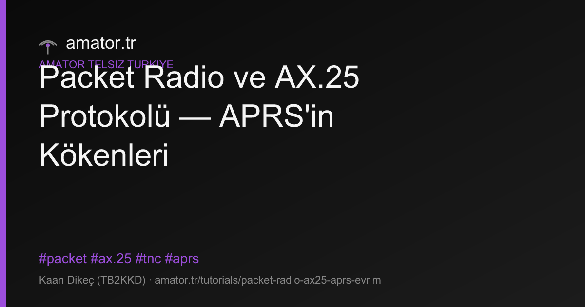 Packet Radio ve AX.25 Protokolü — APRS'in Kökenleri — amator.tr